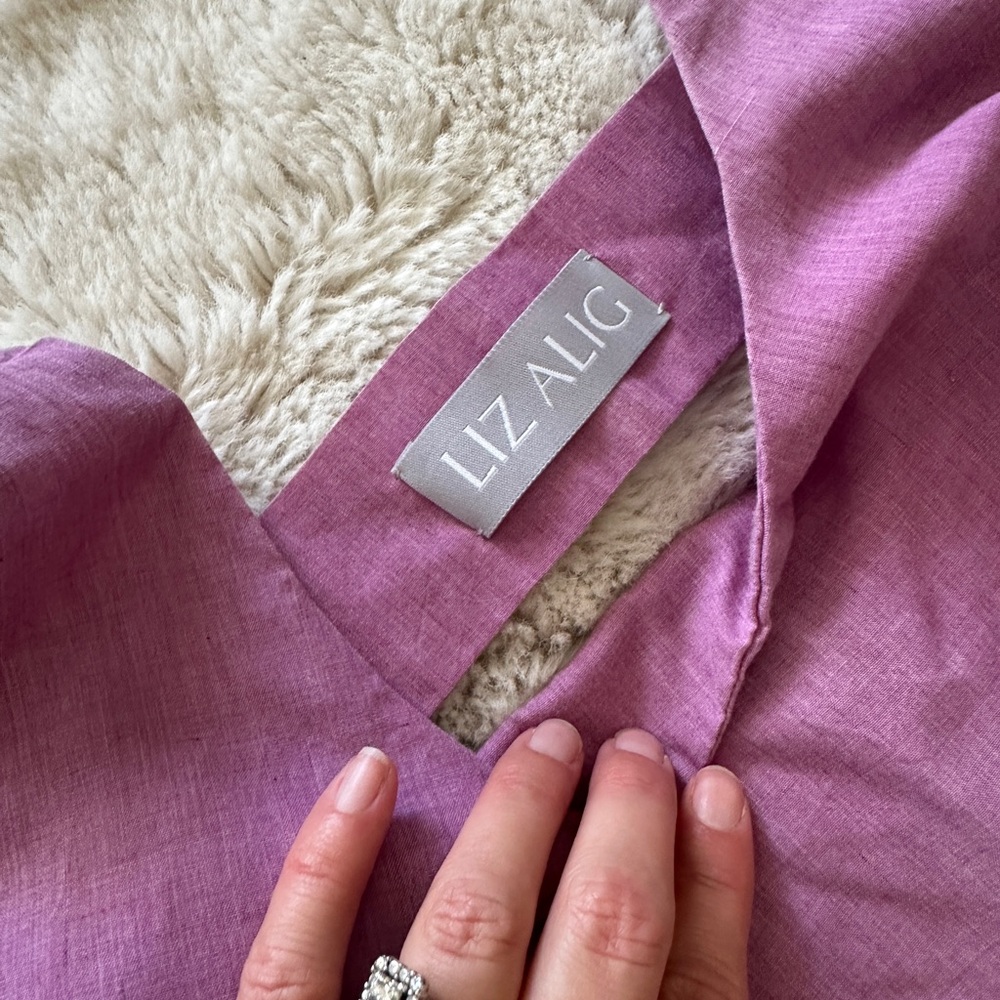 Unique Flour Sack Asymmetrical Purple Dress with Button Details - Picture 4 of 10
